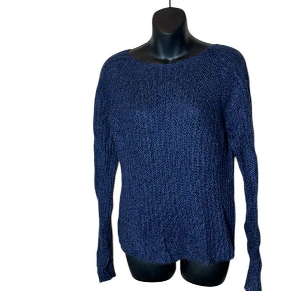 Banana republic mohair wool pullover knit sweater medium blue quiet luxury - Picture 1 of 5